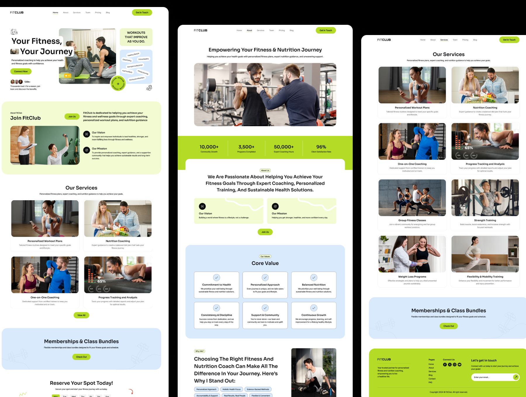 BOSS Member Portal example - Fitness club membership website with class booking and member dashboard