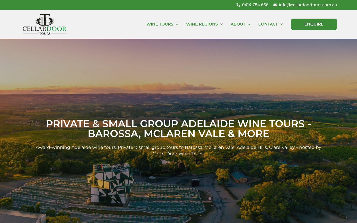 Cellar Door Wine Tours website screenshot