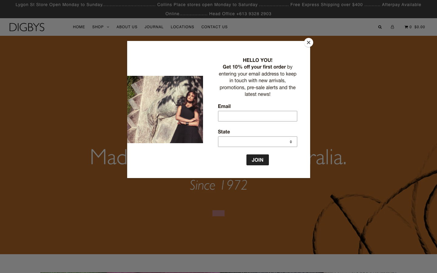 Digby's Boutique website screenshot