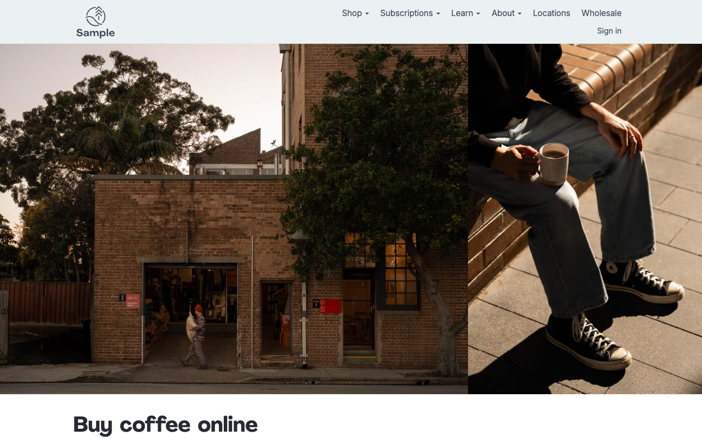 Sample Coffee website screenshot