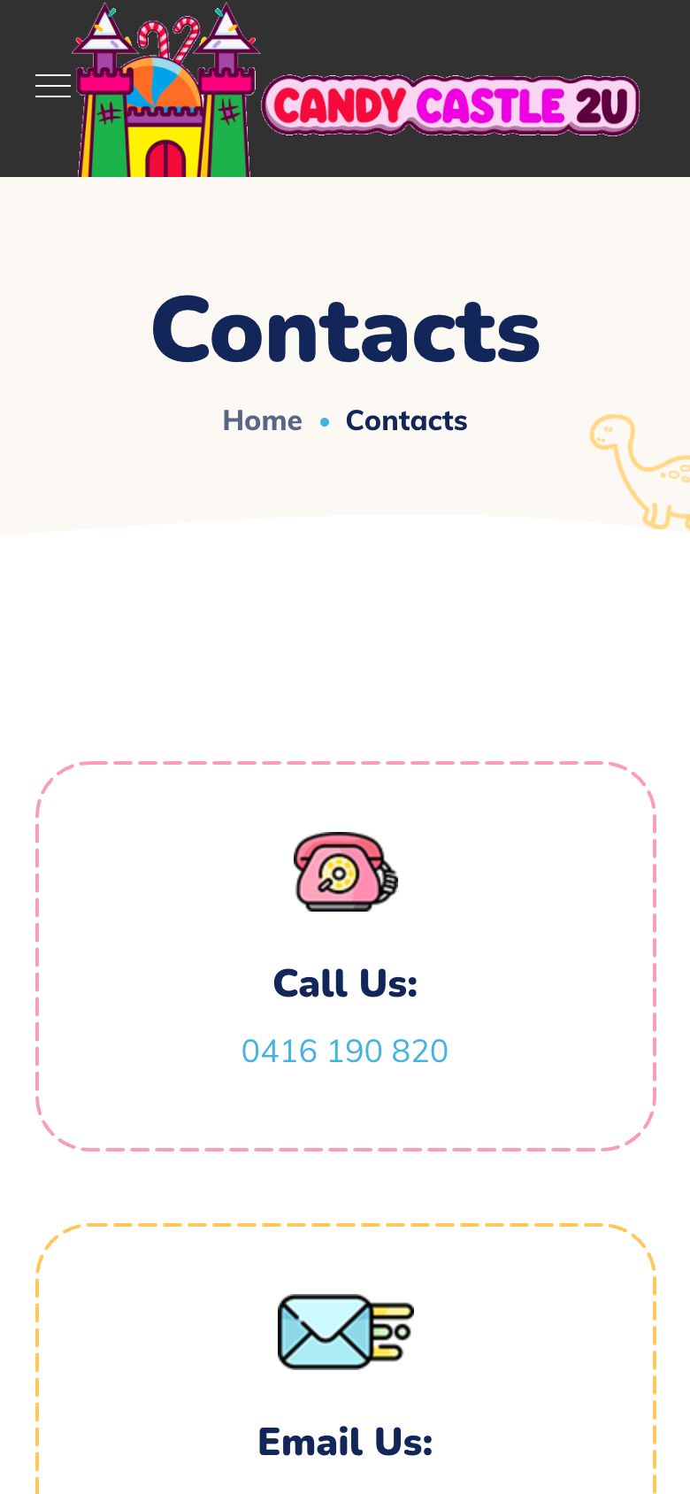 Candy Castle 2U contacts page on a phone