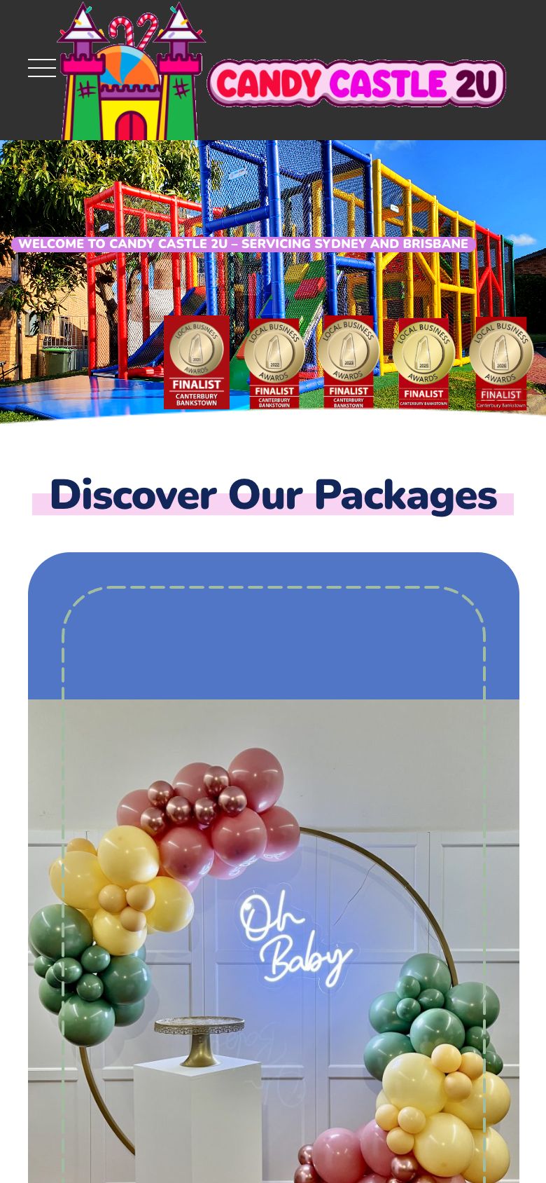 Candy Castle 2U home page on a phone