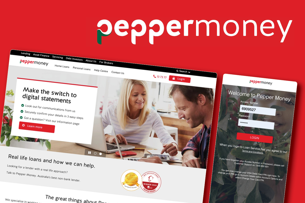 Pepper Money's consolidated website and its mobile internet banking login