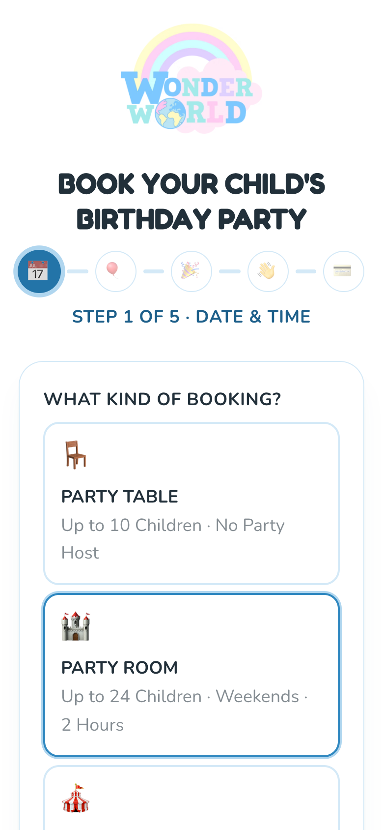 The same booking form on a phone